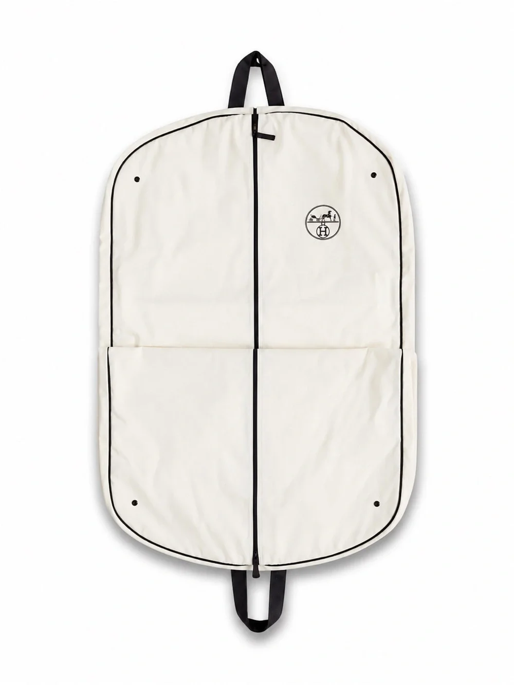 Hermes White Garment Bag with Black Trim